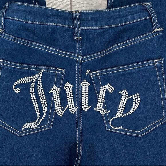 Juicy Couture High Rise Wide Leg Rhinestone Embellished Blue Jeans Size 26 - Picture 2 of 12